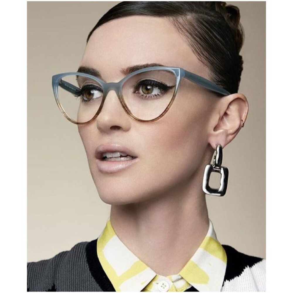 SEE Eyewear Eyeglasses Glasses Cat Eye Frames in Greenish Blue & Grey Style 6963
